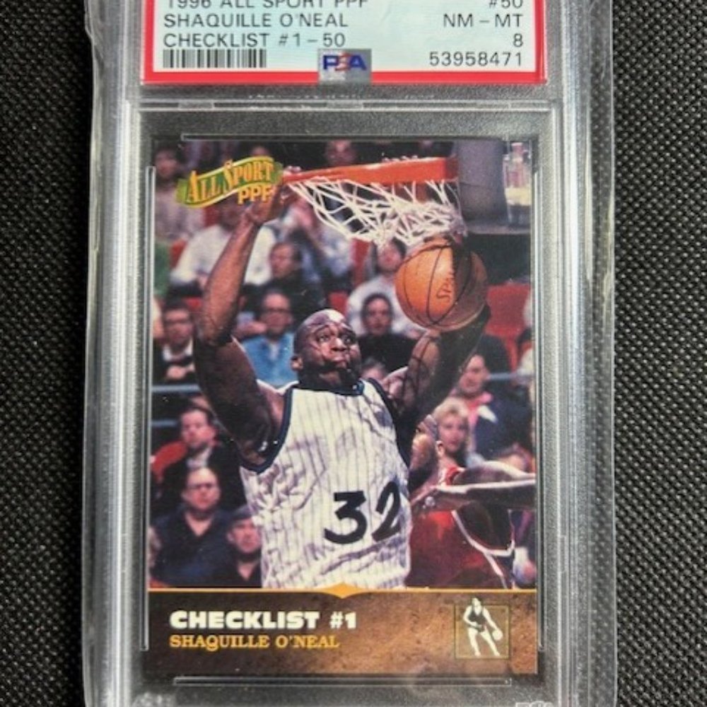 1996-97 Score Board All Sport PPF #50 Shaquille O'Neal CL Card PSA 8 NM-MT
